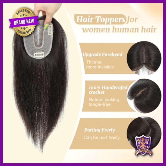 Real Human Hair Topper Mono Base 4.6x4 Inch Clip In Hair Piece 12 Inch